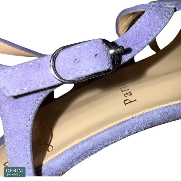 Christian Louboutin Purple Suede Strappy Sandals Heels Size 39 Women’s Italy - Picture 8 of 13